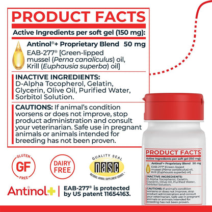 Antinol Plus, Mobility, Hip, and Joint Supplement for Dogs, Green-Lipped Mussels and Krill Oil - Dog Joint Supplement, Better and Faster Than Glucosamine and Chondroitin, 120 Soft Gels - Image 9