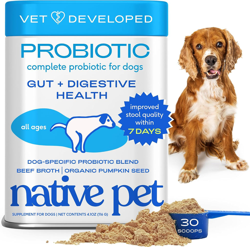 Native Pet Probiotics for Dogs - Dog Probiotic Powder for Gut & Digestive Health, Vet-Formulated 6B CFUs Dog-Specific Probiotic Strains, Supports Stool Quality & Diet Transitions - 60 Scoops - Image 14
