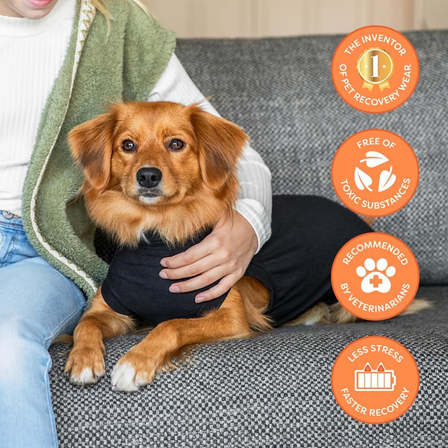 Suitical Recovery Suit for Dogs - Comfortable Post-Surgery Suit with Hold-Up System for Spay, Neuter, Skin Issues - Breathable, Cone-Free Option - Medium, Black - Neck to Base of Tail: 21.7 - 27.2 in - Image 10
