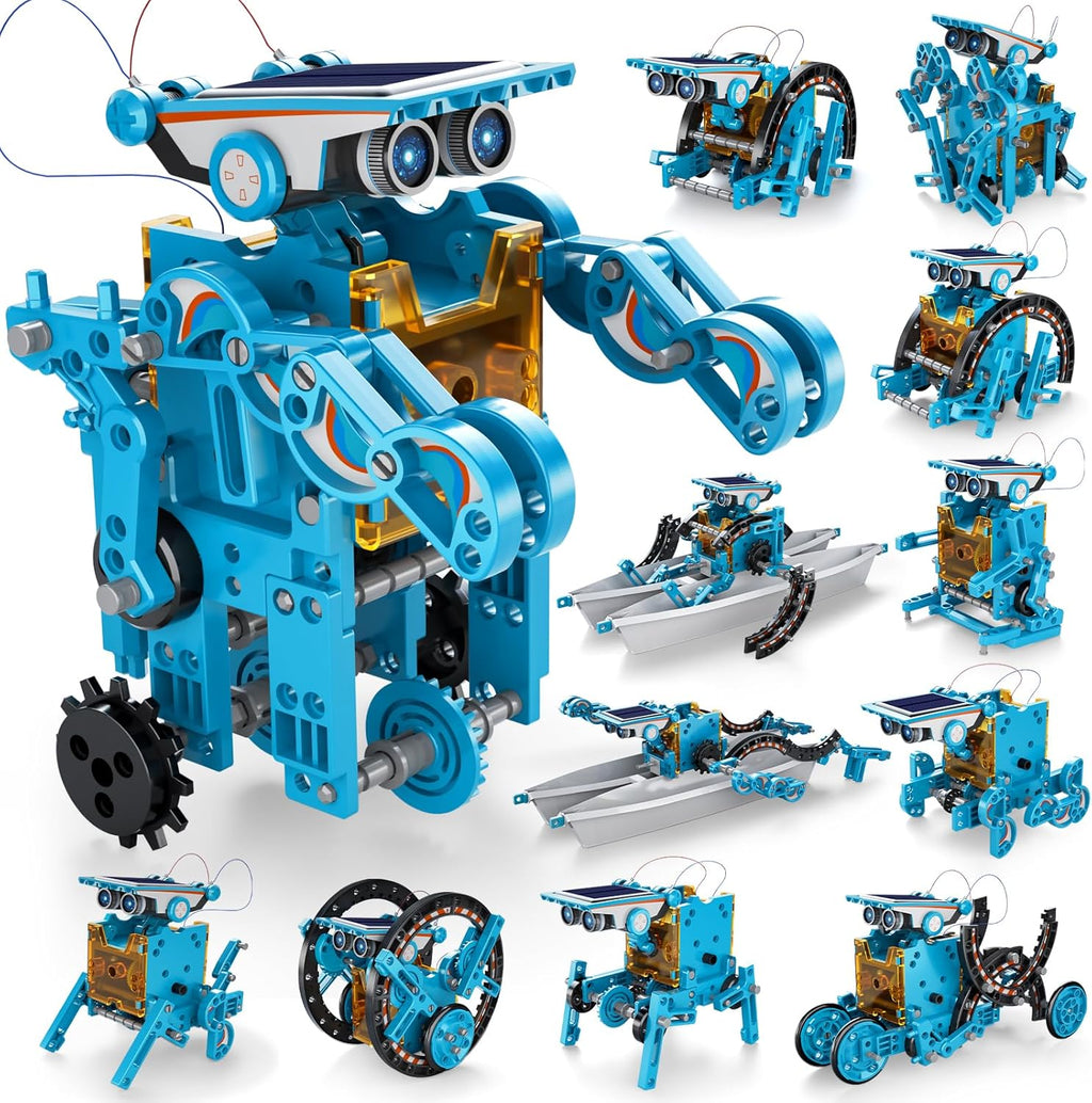 WATUDOU 12-in-1 solar robot building kit front view showing the educational packaging box for kids science projects.