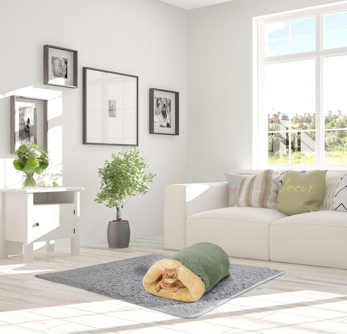 Small dog resting inside the Goopaws 4-in-1 warming pod