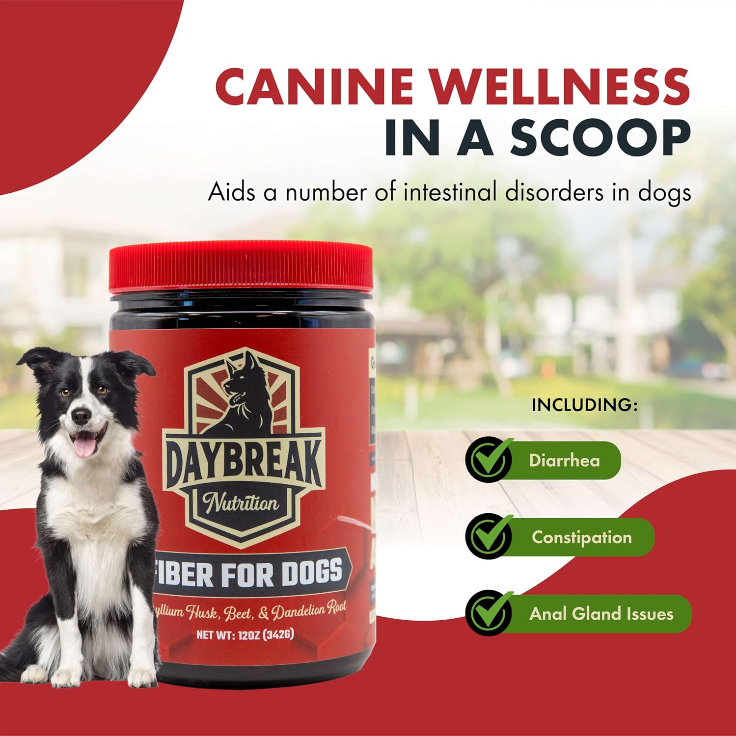 Product packaging showing nutritional benefits for dogs