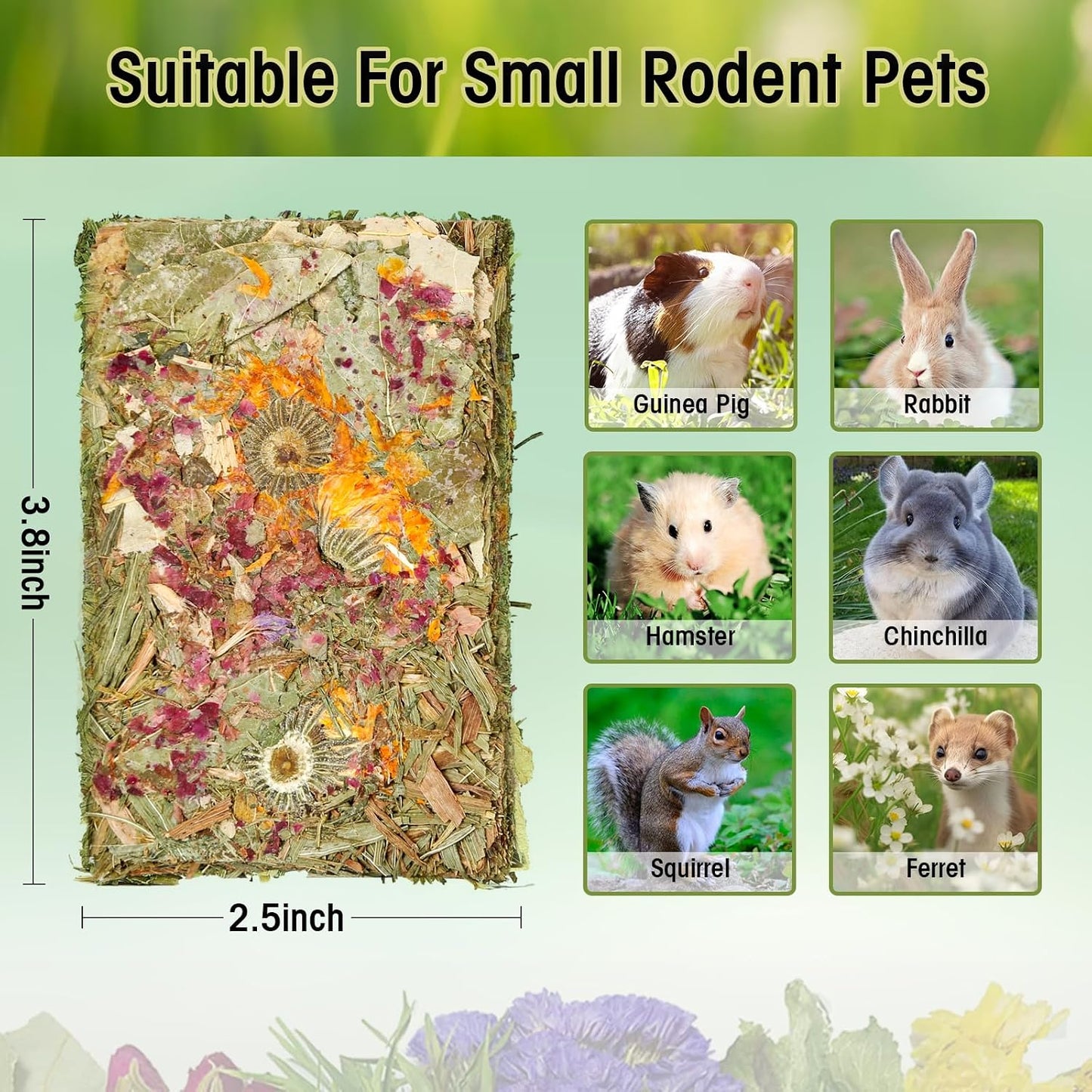 Abizoo Rabbit Natural Treats,10Pcs Timothy Hay Toys Chips Bunny chew Toys with Herbal Flowers Guinea Pig Treats for Hamster Chinchillas Gerbils Rats Small Animals Teeth Care Crisp Snacks - Image 9