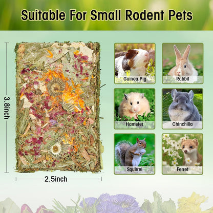 Abizoo Rabbit Natural Treats,10Pcs Timothy Hay Toys Chips Bunny chew Toys with Herbal Flowers Guinea Pig Treats for Hamster Chinchillas Gerbils Rats Small Animals Teeth Care Crisp Snacks - Image 9