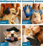 User wearing Tailio grooming glove massaging a pet