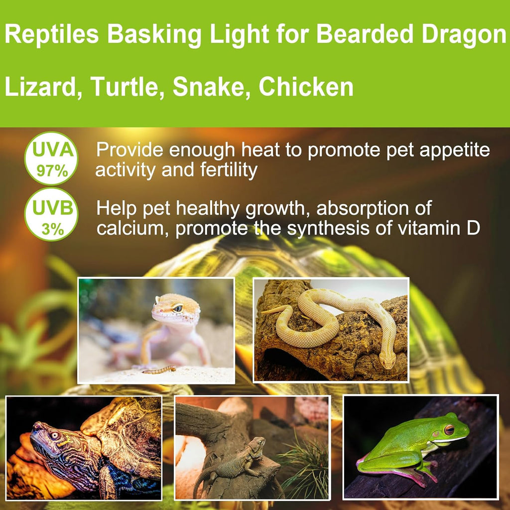 Authentic USA imported reptile heat lamp bulbs pack for lizard cages.