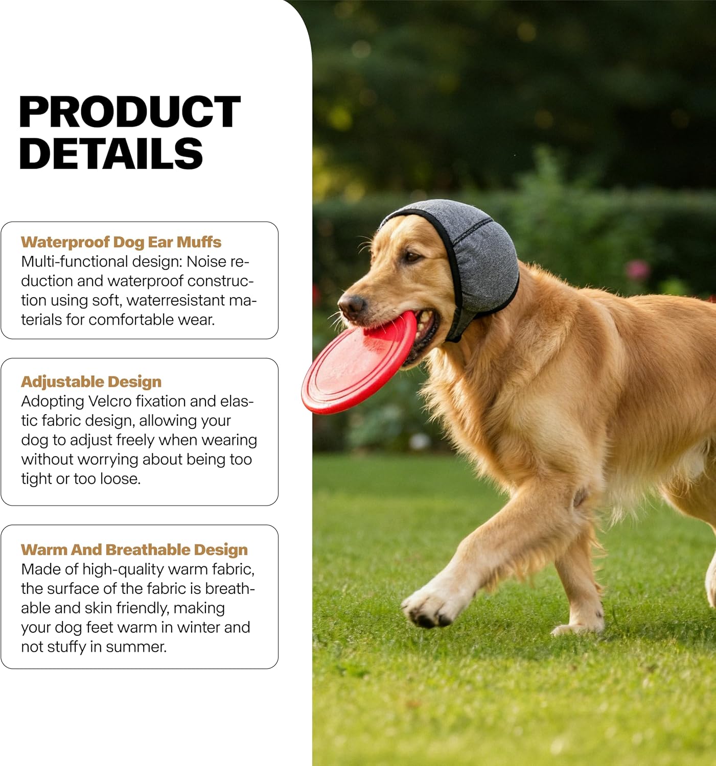 Machine washable dog ear bandage wrap protecting pet ears from flapping.
