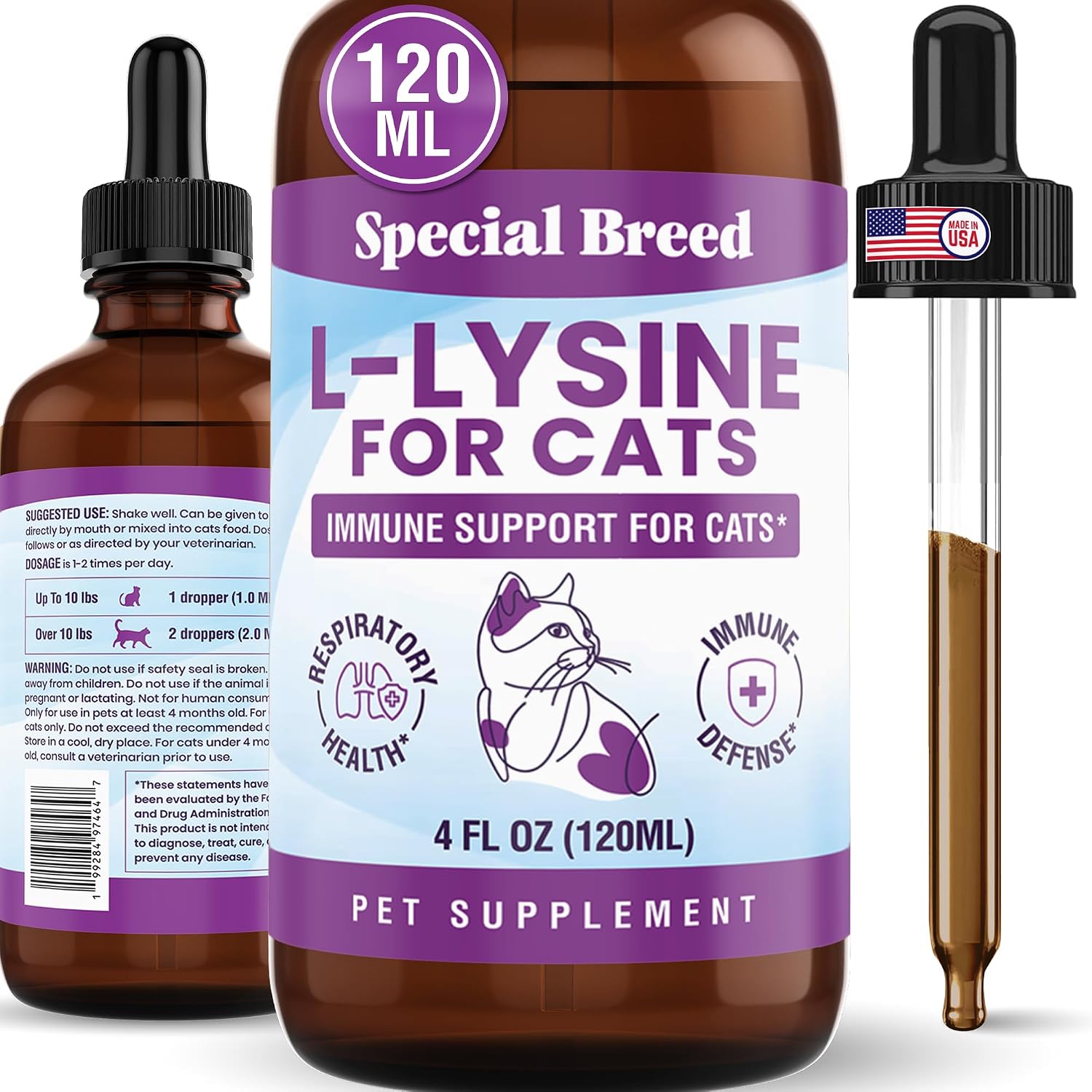 Special Breed L-Lysine for Cats and Kittens - Immune, Respiratory and Eye Support - Cat Sneezing and Runny Nose Relief - Lysine Powder with Prebiotics, Krill, Bone Broth and DMG - 120 Servings - Image 9