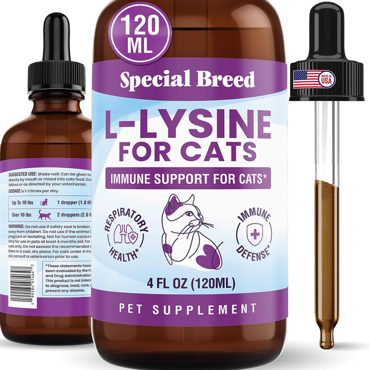 Special Breed L-Lysine for Cats and Kittens - Immune, Respiratory and Eye Support - Cat Sneezing and Runny Nose Relief - Lysine Powder with Prebiotics, Krill, Bone Broth and DMG - 120 Servings - Image 9