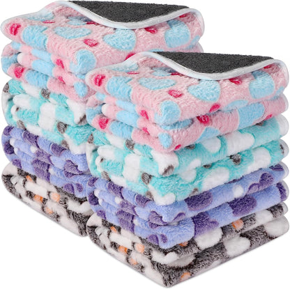 Tudomro 8 Pcs Absorbent Guinea Pig Blankets Washable Small Animal Fleece Bedding Cage Liners Reusable Pet Sleep Mat Pad Cover for Ferret Chinchilla Furniture Protection(Dot,12 x 12 Inch) - Image 9