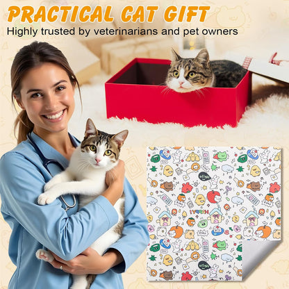 Self adhering pet restraint blanket preventing scratches during medication dosing.
