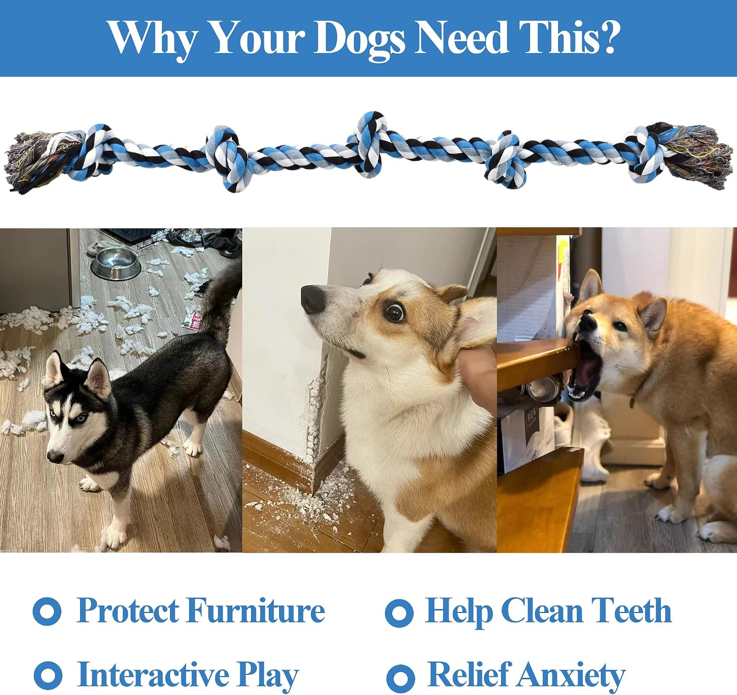 Durable interactive pet toy for medium and large dogs teeth cleaning