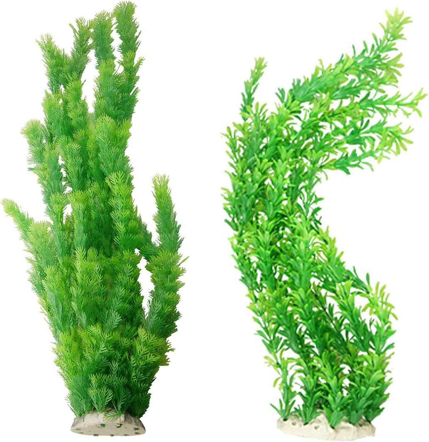 Hamiledyi extra large aquarium plants front view realistic green fish tank decorations.