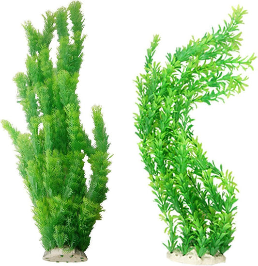 Hamiledyi extra large aquarium plants front view realistic green fish tank decorations.