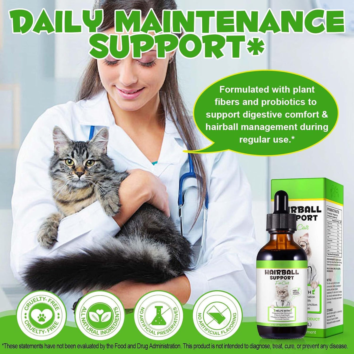 Close up view of the 60 milliliter bottle of Arkture feline hairball control supplement.