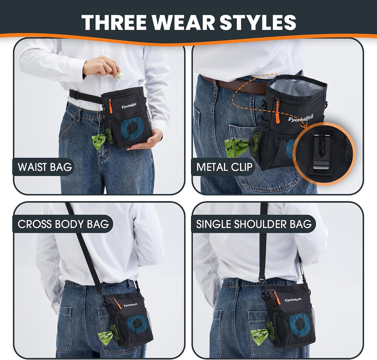 Fyorbietail waterproof training pouch configured as a crossbody shoulder bag