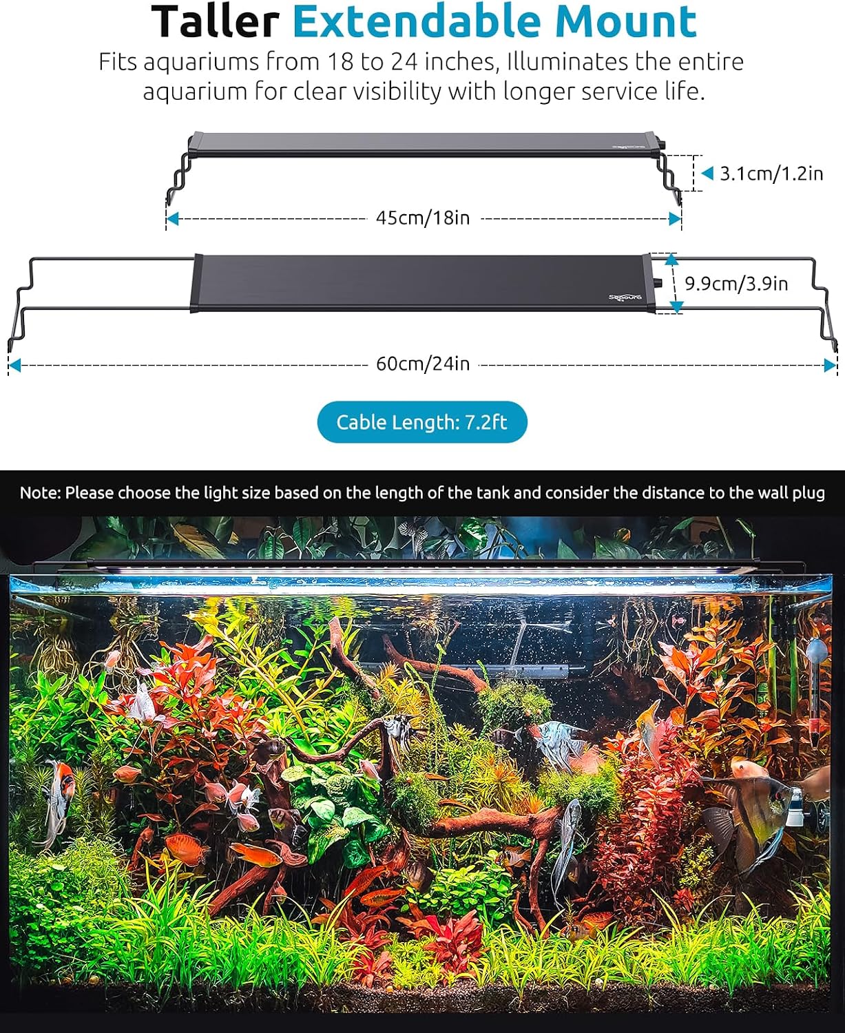 Side profile view of Seaoura waterproof LED light