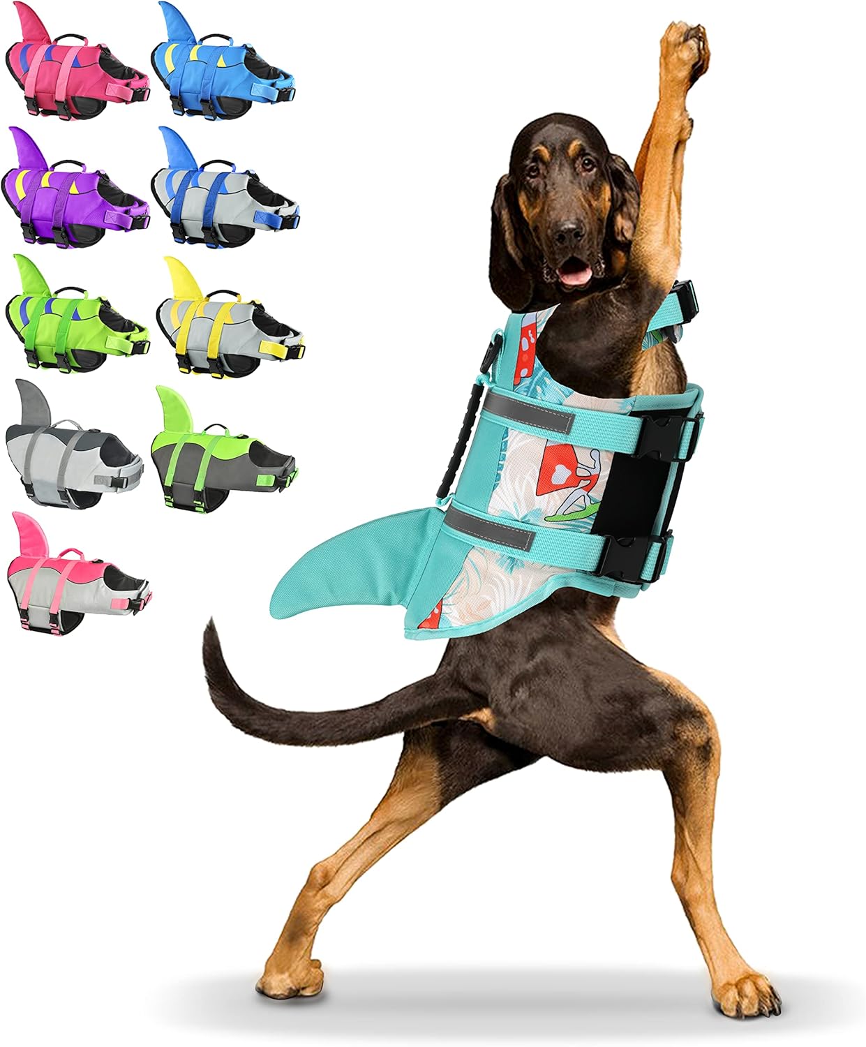 Fragralley Dog Life Jacket Shark, Dog Life Vest Adjustable Ripstop, Dog Swimming Safety Vest with Superior Buoyancy & Rescue Handle for Small Medium Large Dogs, Swim, Pool, Beach, Boating - Image 12