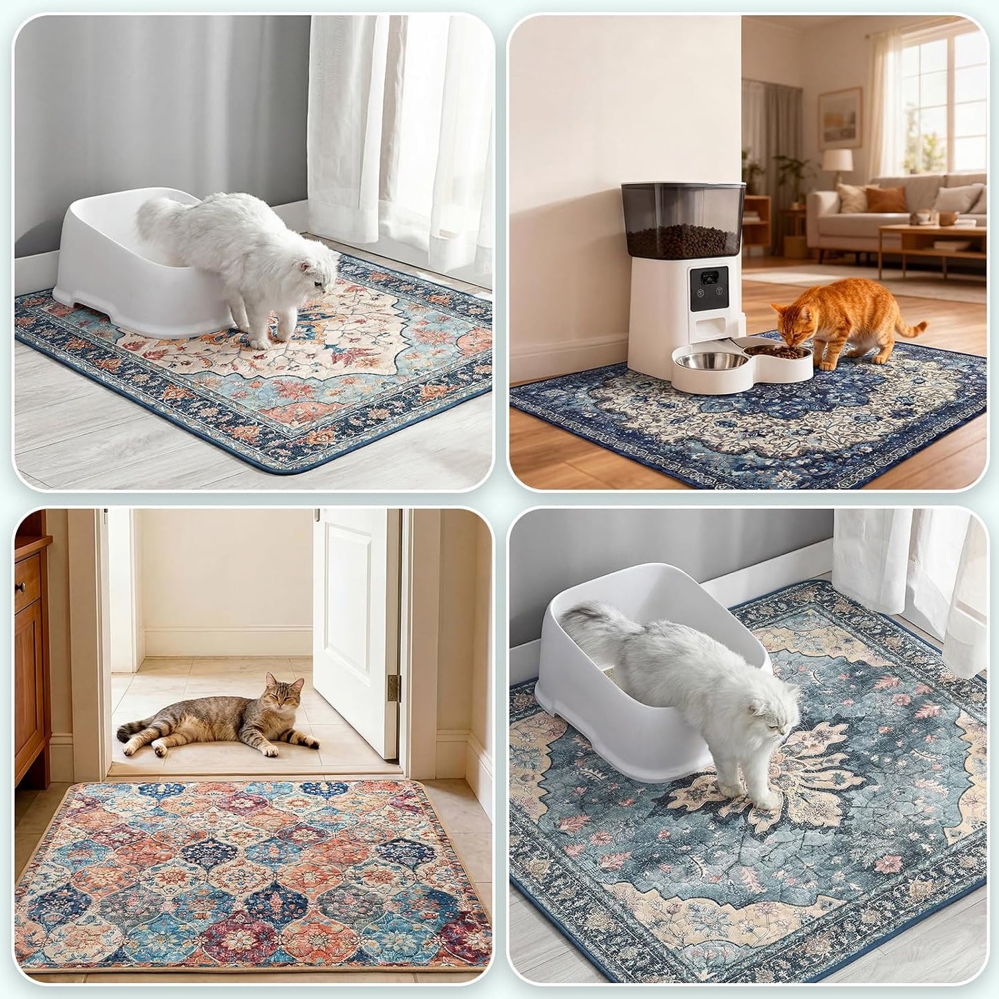 Two pack of Hompet eighteen by twenty eight inch grey cat floor mats