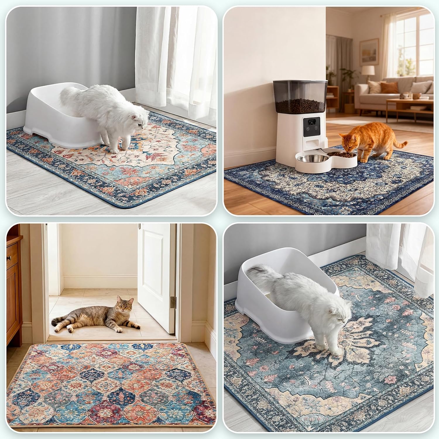Two pack of Hompet eighteen by twenty eight inch grey cat floor mats