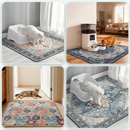 Two pack of Hompet eighteen by twenty eight inch grey cat floor mats