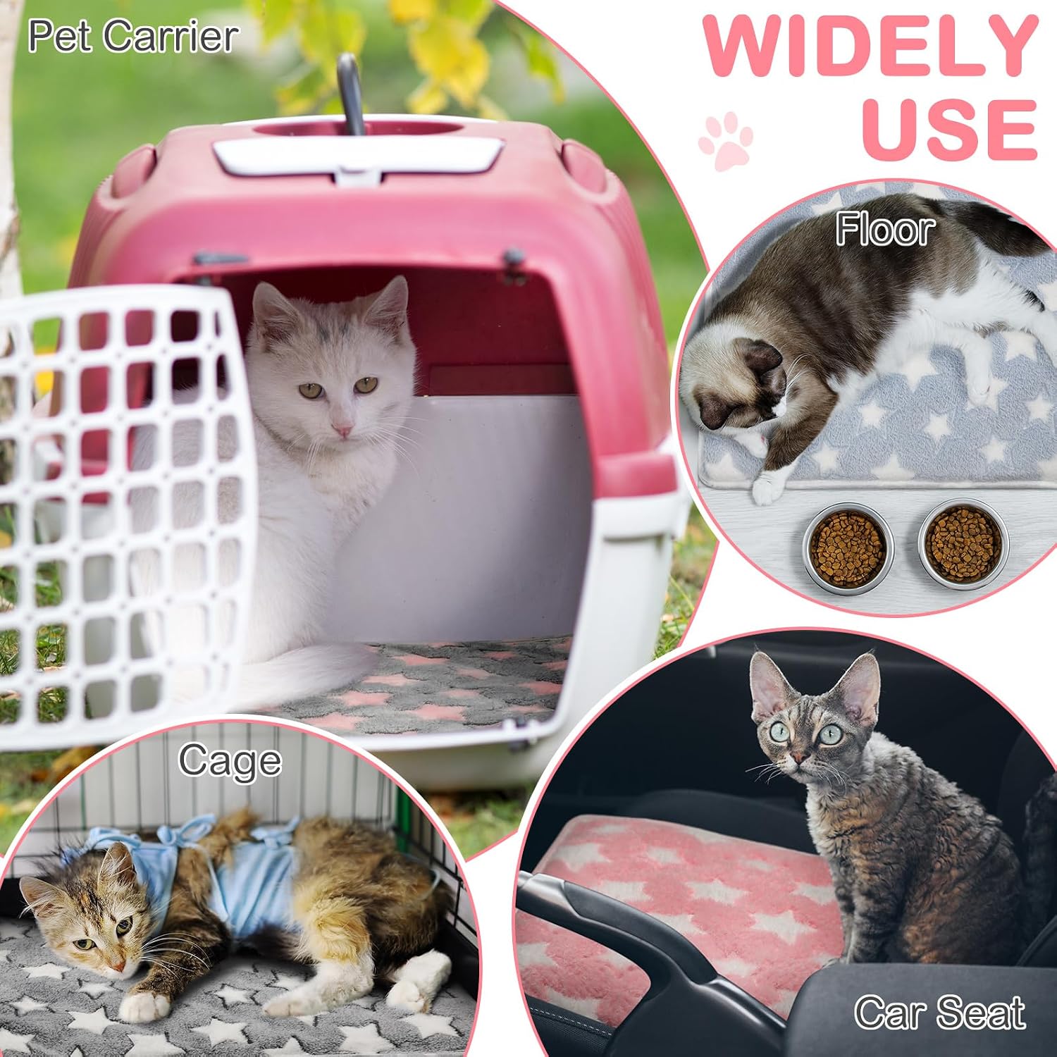 Clysee 4 pack self heating cat pad placed inside a pet kennel
