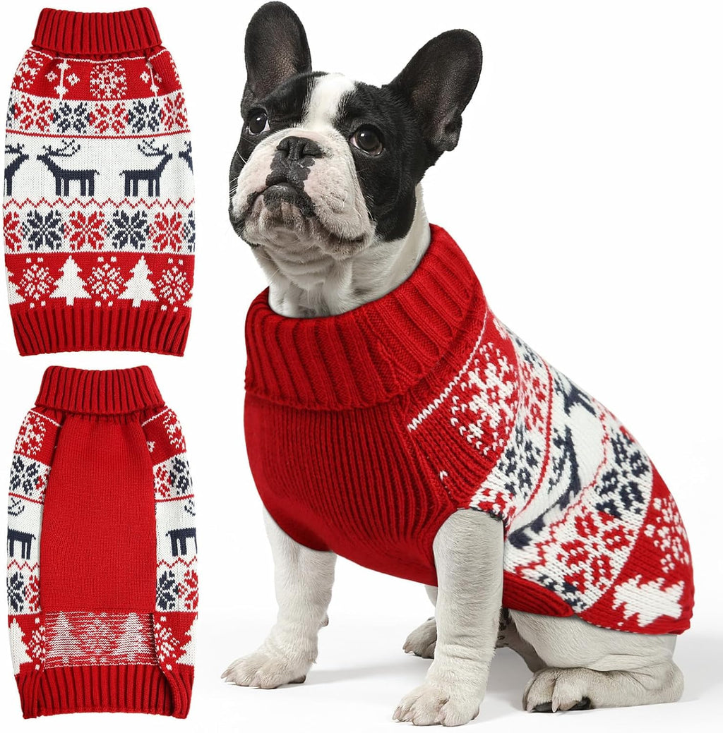 Christmas Dog Sweaters for Small Medium Large Dogs and Cats,Pet Soft Warm Holiday Outfit Girl & Boy,Pup Winter Clothes Turtleneck Double Knitting Collar for Outdoors Playing (Deer, M) - Image 11