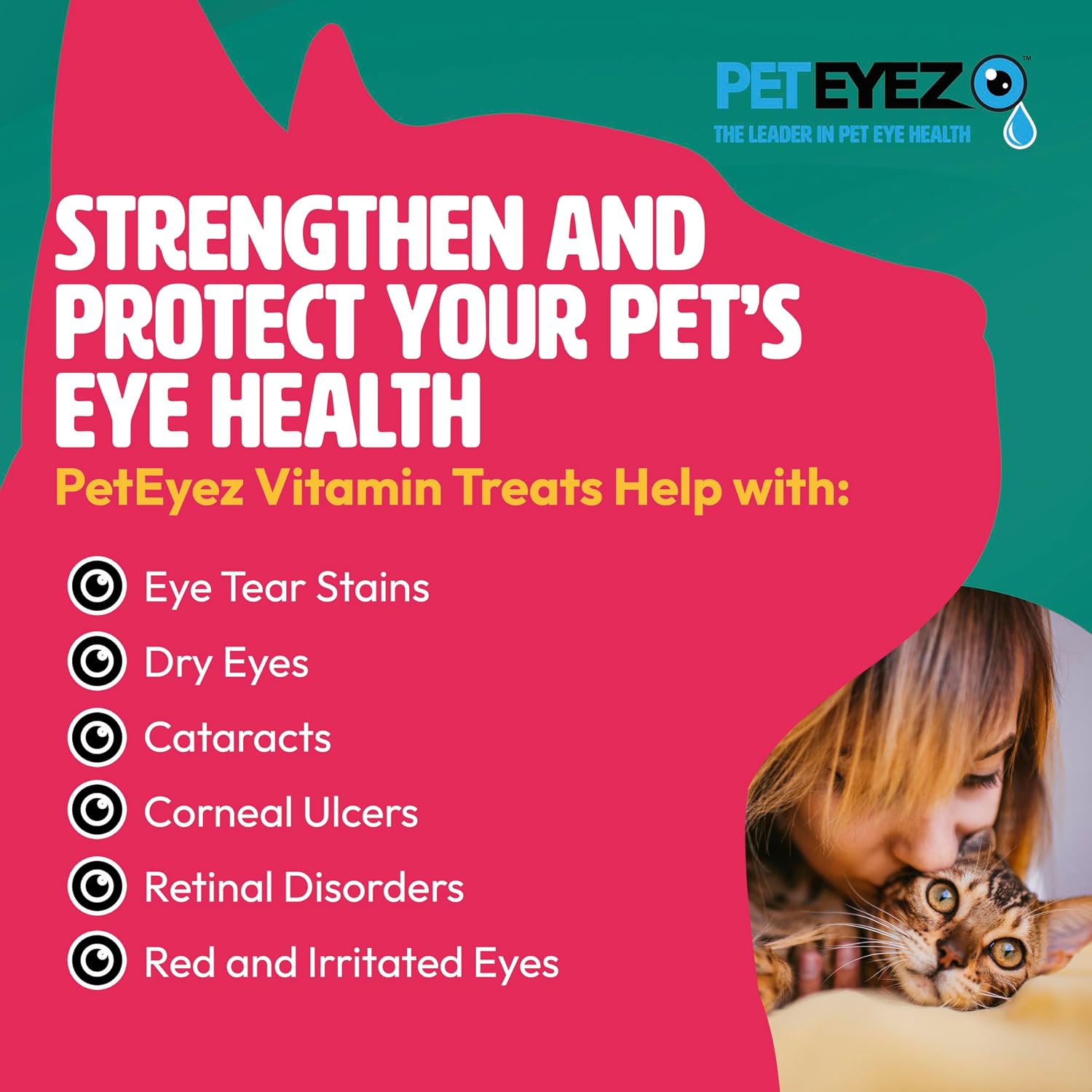 Doctor developed PetEyez natural tear stain remover for clear cat eyes.