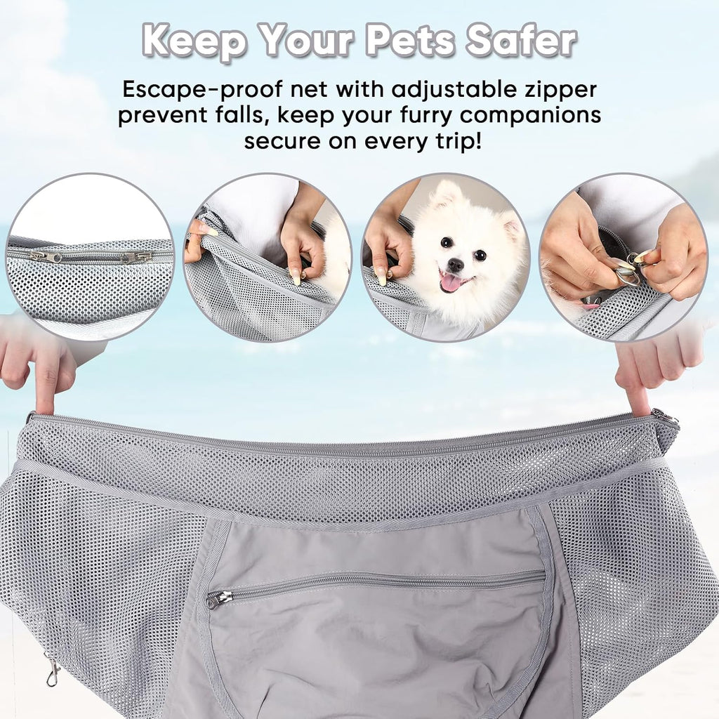 Close up of Natuya dog carrier zipper pocket