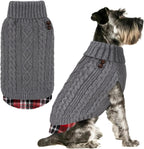 KYEESE dog sweater front view showing the cable-knit turtleneck design.