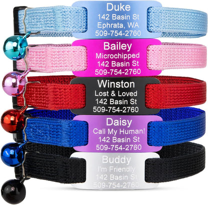 GoTags premium safety breakaway collar packaging and product dimensions diagram