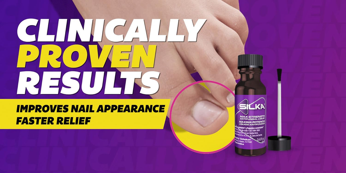 Silka Max Strength topical liquid bottle showing authentic USA product labeling