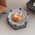 Top down view of hexagon cat cot demonstrating large resting space