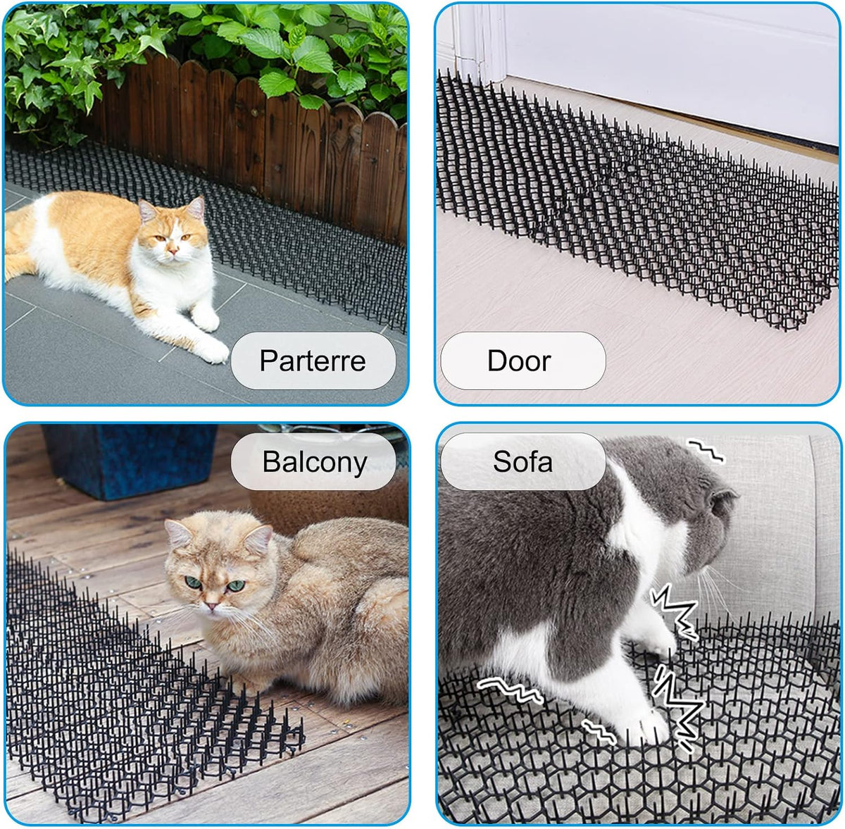 TSLBW cat scat mat protecting a potted plant