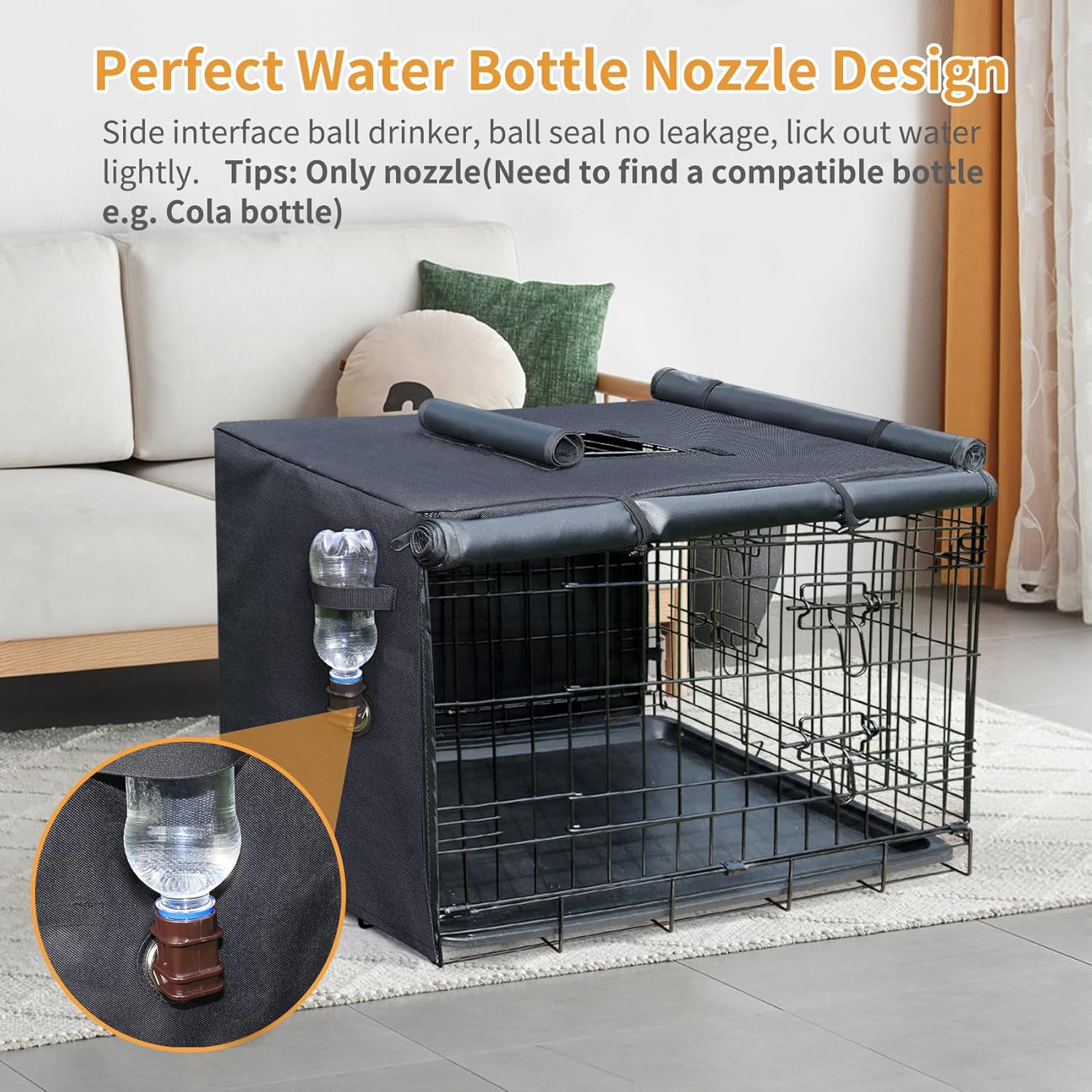 DONORO heavy duty pet kennel cover roll up mesh window detail