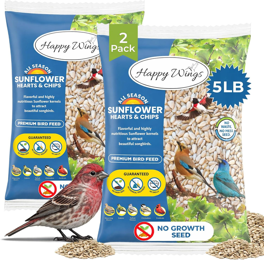 Happy Wings 5LB Sunflower Heart & Chips (Kernels) Bird Food, No Waste - Image 10