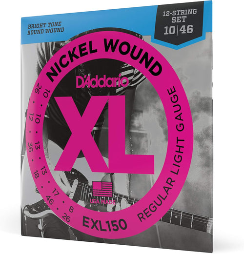 D'Addario EXL150 12-string electric guitar strings front view packaging