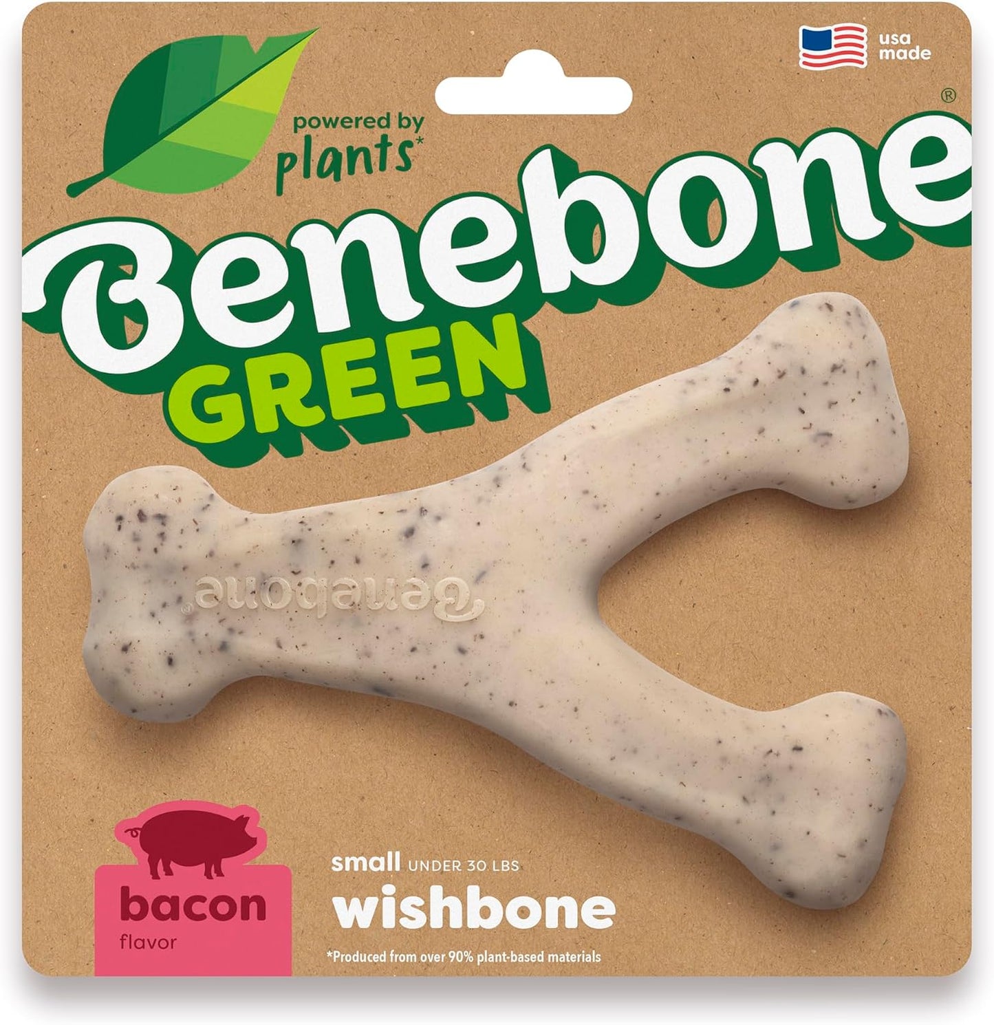 Dog Bones for Modest Chewers: Benebone Green Plant-Based Real Bacon Wishbone Dog Chew Toy for Medium Dogs, Made in USA - Image 9