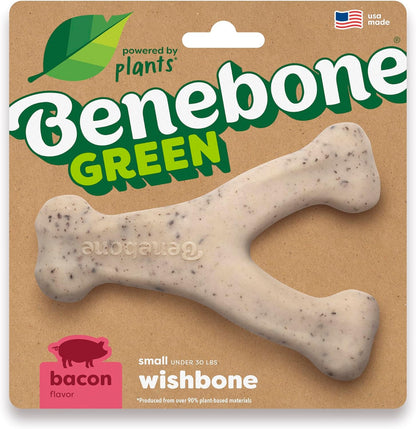 Dog Bones for Modest Chewers: Benebone Green Plant-Based Real Bacon Wishbone Dog Chew Toy for Medium Dogs, Made in USA - Image 9