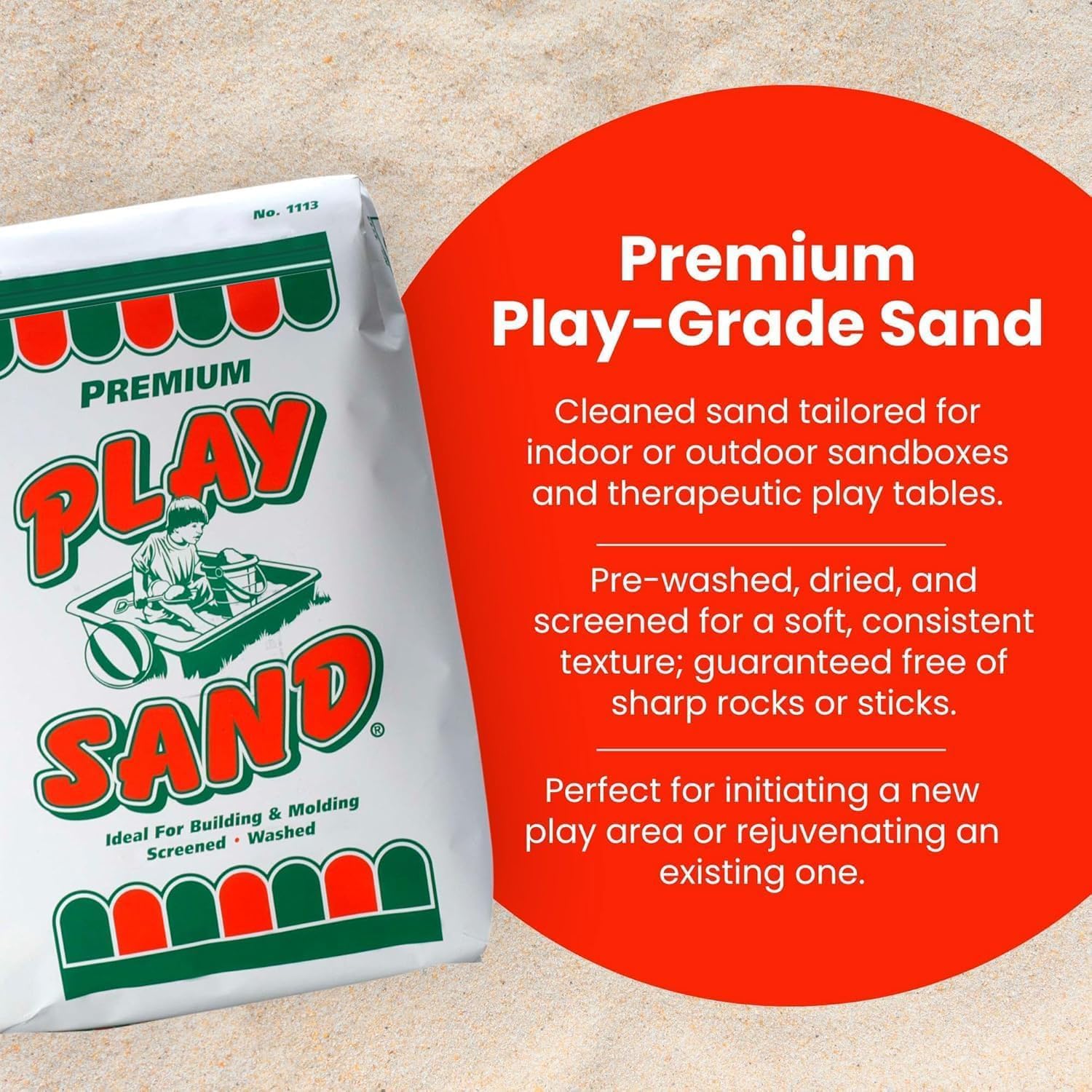 Close up of high quality washed sandbox sand texture