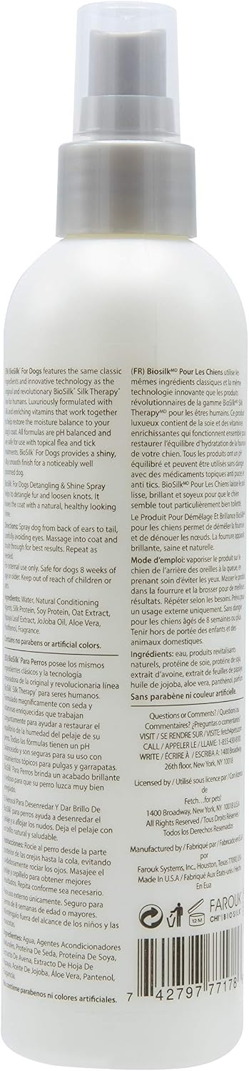 BioSilk for Dogs Silk Therapy Detangling and Shine Protecting Spray, pH Balanced Leave-In Mist with Silk and Vitamins for Dematting, Paraben-Free, All Coats and Breeds, 8 Fl Oz - Image 15
