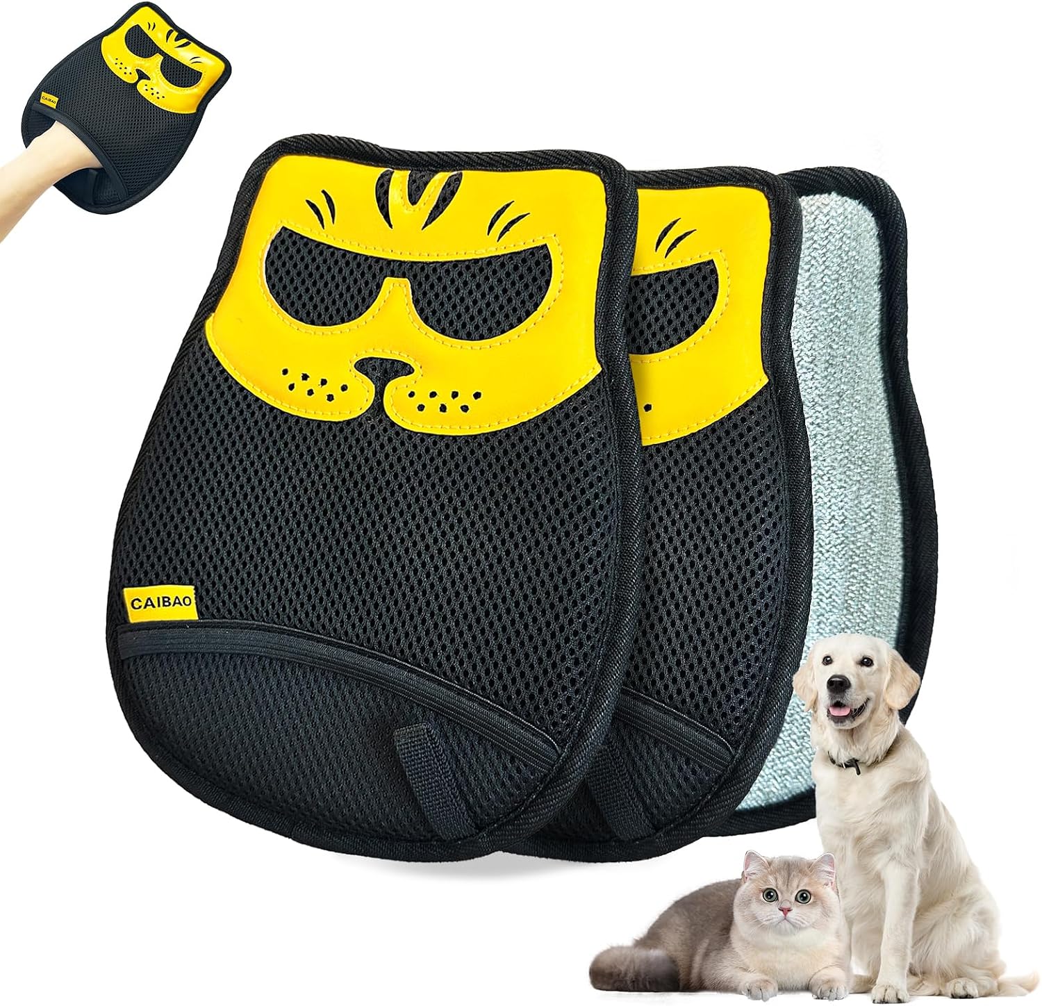 CAIBAO pet fur removal glove holding gathered pet hair