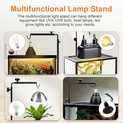 Close up of the secure flat base plate on reptile lamp stand