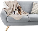 Liquid proof puppy blanket spread over a bed to prevent pet fur buildup