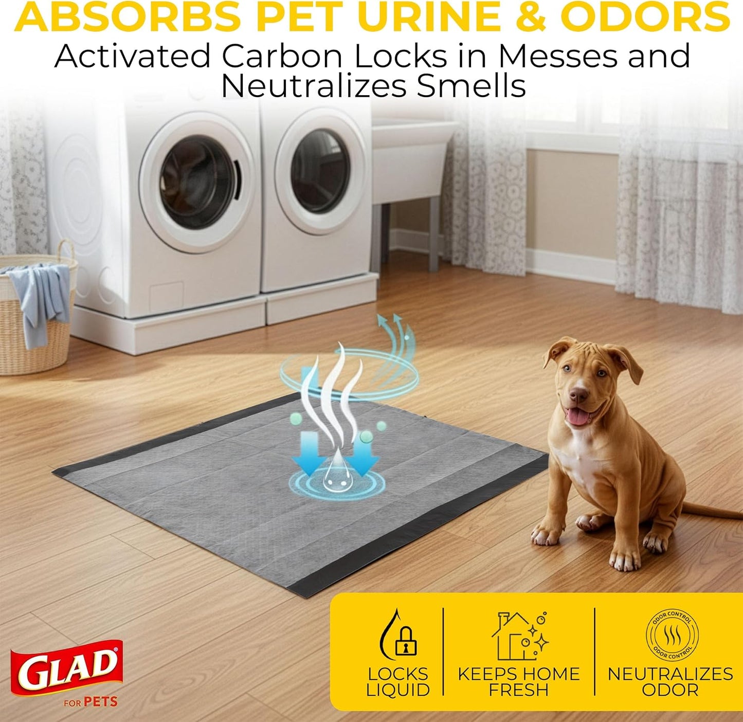 Glad imported pet training pads twenty three by twenty three inches package details