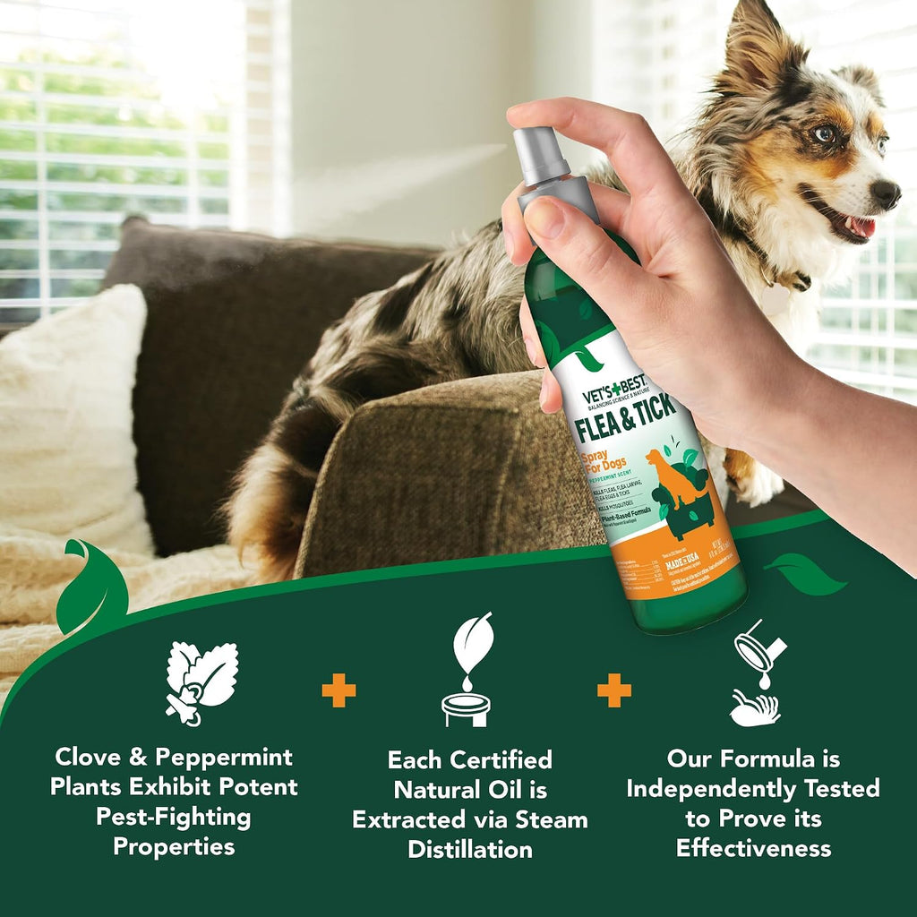 Vet's Best Natural Flea and Tick Spray for Dogs - Plant-Based Flea Repellent with Certified Essential Oils - Natural Pest Control and Prevention - Non-Toxic Formula for Home Use - 8 oz Bottle - Image 9