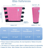 Four pack of pink anti stomp horse boots displayed together