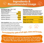 Nutritional facts and ingredients on revival animal health calcium packaging