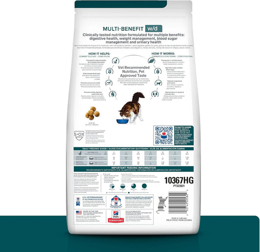 Hill's Prescription Diet w/d multi benefit cat food nutritional facts and ingredients panel