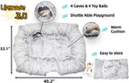 XxingSheep interactive pet cave bed with a large domestic cat lounging on the central warm mat
